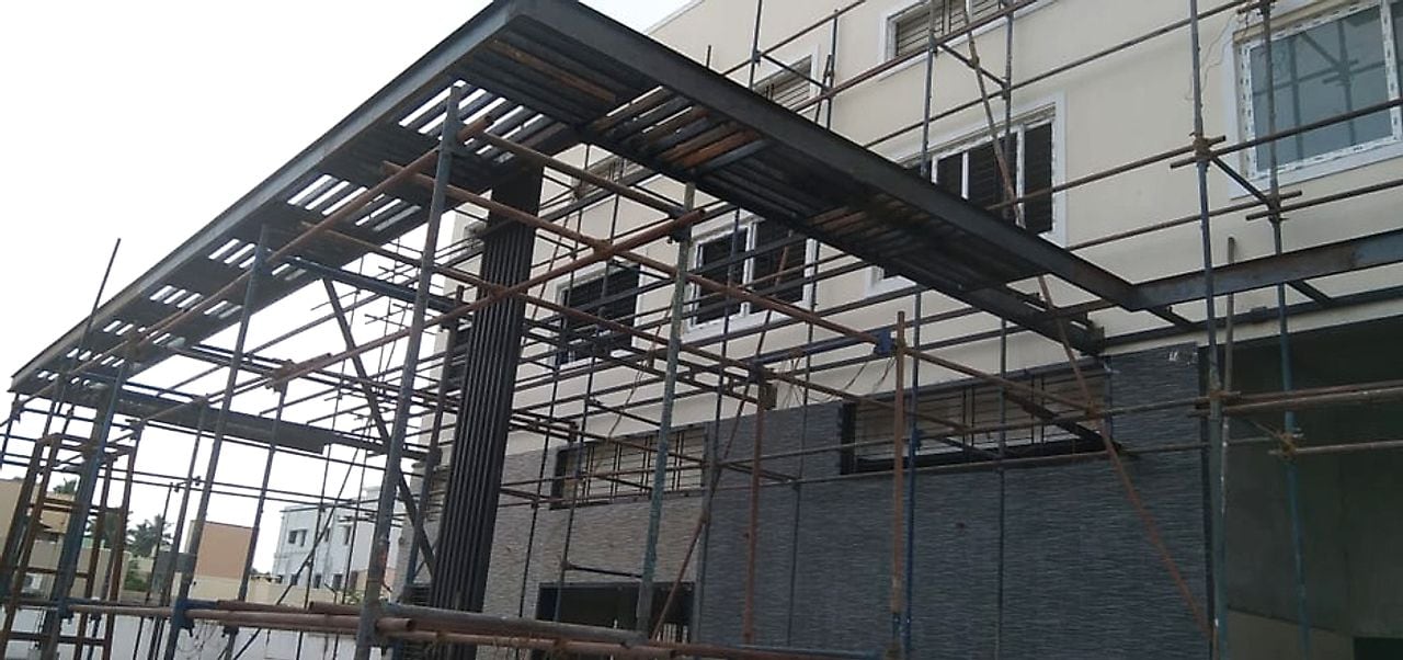 Entrance Canopy Steel Frame — Glass & Polycarbonate Pergolas by Boss Fabrication